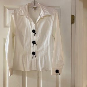 Adorable and Unique White Blouse with Black Buttons